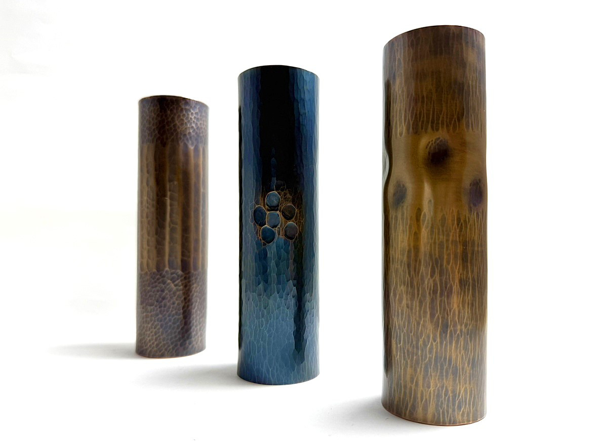 鎚起銅器の筒花入れ製作体験